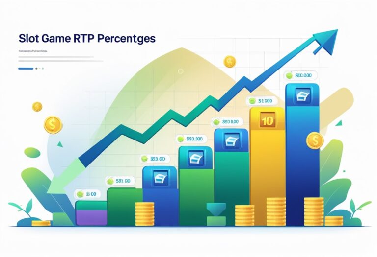 여러 슬롯 게임의 RTP 비율을 비교하는 막대 그래프가 있는 데이터 분석 장면